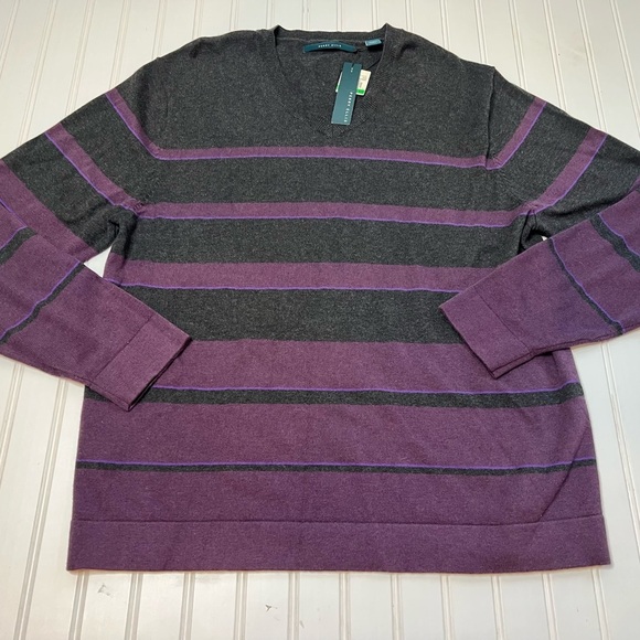 Perry Ellis Principles V-Neck Pullover Wool Blend Sweater Men Large NEW 829 - Picture 1 of 4